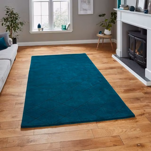 The Rug Shop UK Green Modern Machine Woven Checked Area Rug W: 150 cm, L: 230 cm – 1