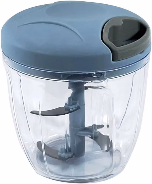 FLAVORA Manual Pull String Food Chopper and Slicer, Blue, 900ml
