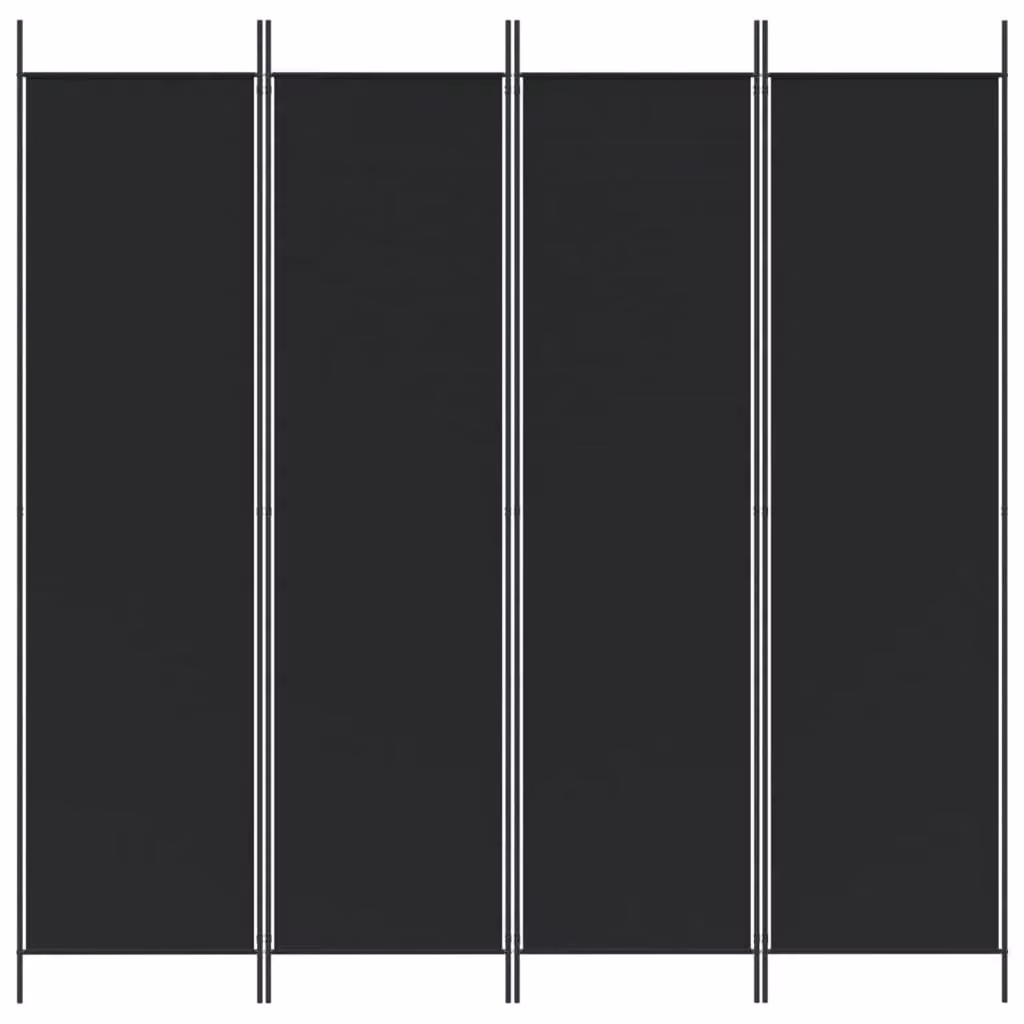 Berkfield Home 4-Panel Room Divider in Black Fabric, W/H: 200 x 200 cm – 3
