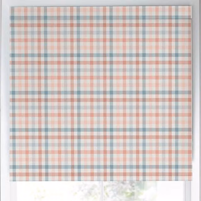Laura Ashley Cove Check Translucent Made to Measure Roller Blind in Blush Pink
