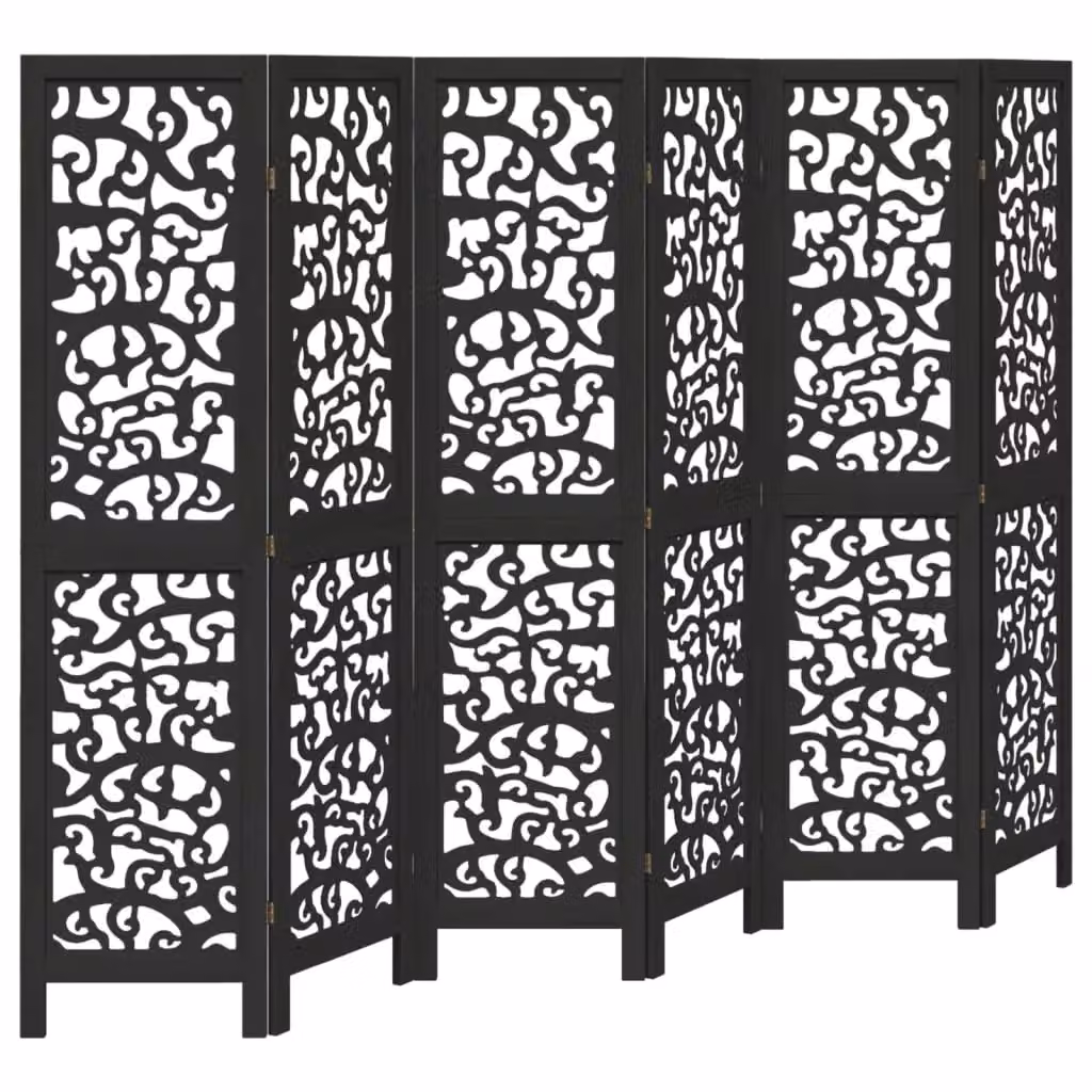 Berkfield Home 6-Panel Black Solid Paulownia Wood Room Divider – 2