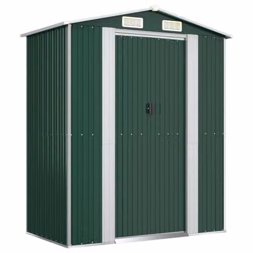 vidaXL Green Galvanised Steel Garden Shed W/D/H: 192 x 108 x 223 cm