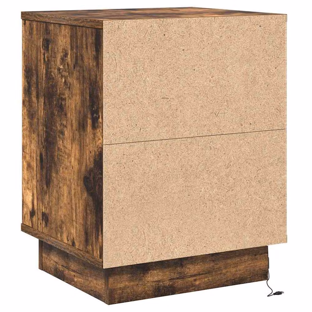 Berkfield Home Modern Bedside Cabinet with Integrated LED Lights and Soft Close Drawers in Smoked Oak, W/D/H: 39 x 34.5 x 50 cm – 6