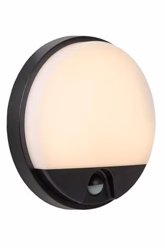 Lucide HUPS IR Round LED Wall Light for Indoor and Outdoor Use, Black, Diameter: 21 cm, with Motion and Dusk Sensors, 10W, 3000K, IP54 – 1