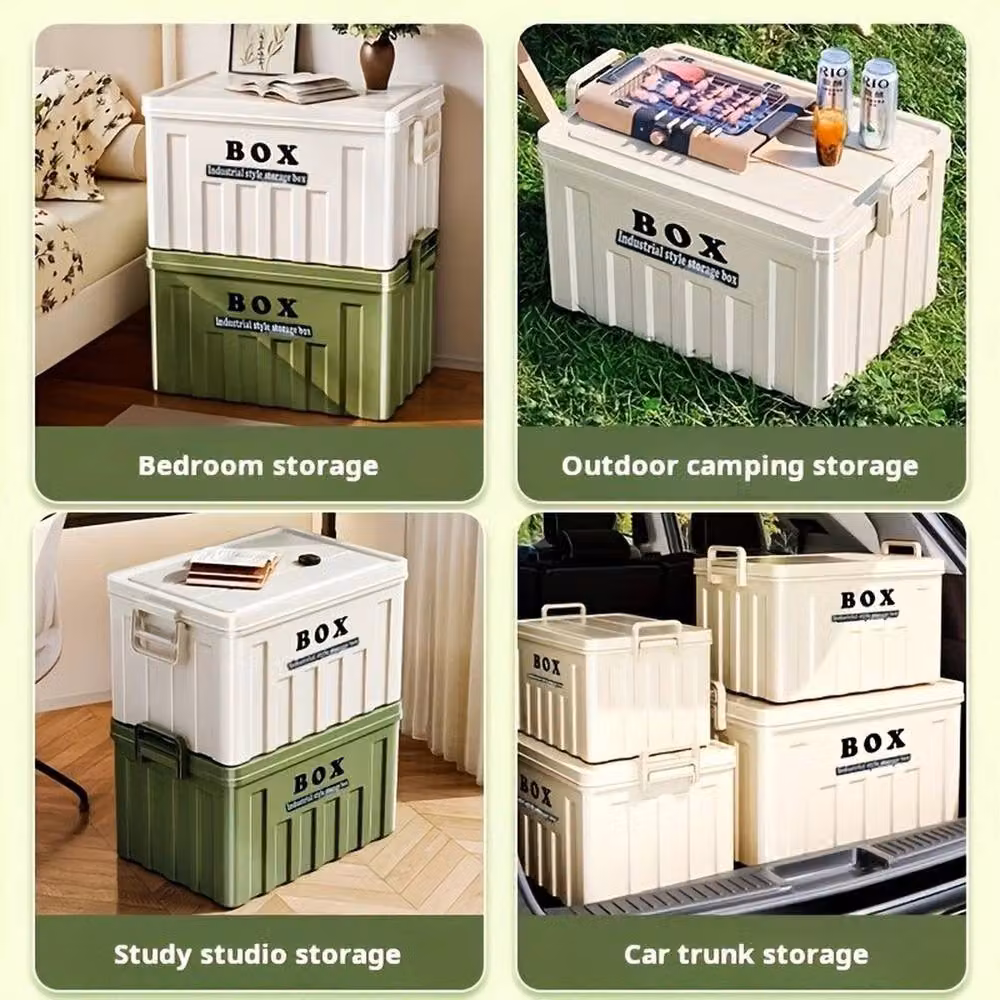 NESTLUNE Green Industrial Style Plastic Storage Box with Lid – 5