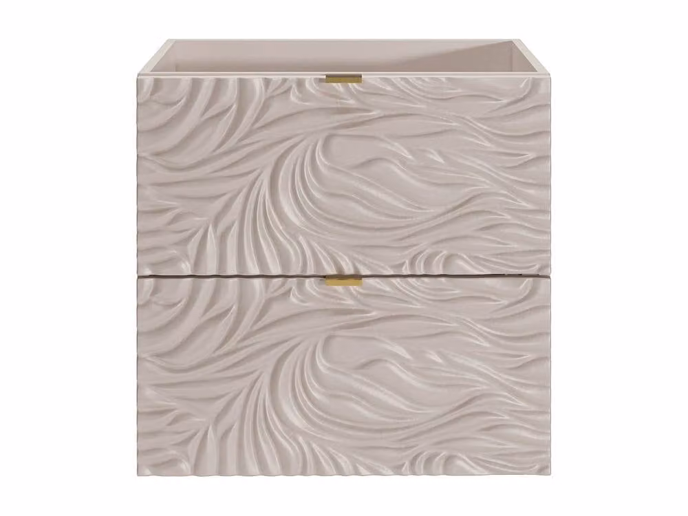 RINAREL Textured Wall-Hung Vanity Unit in Beige and Gold, W: 60 cm, D: 46 cm, H: 60 cm – 2