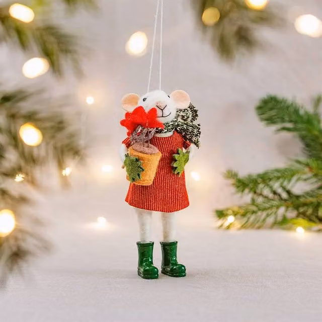 The Alphabet Gift Shop Red Felt Mouse Hanging Animal Decoration