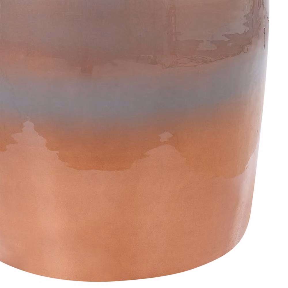Wyld and Coco Modern Round Drum Accent Side Table in Gold, Brown and Blue Metal, Diameter: 28 cm – 4