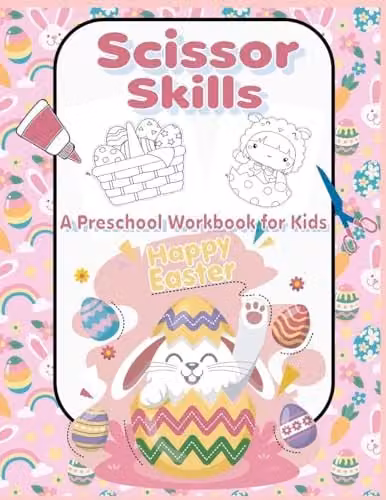 Happy Easter Scissor Skills Preschool Workbook by Createspace, Multicolour Activity Book for Kids and Toddlers, W: 21.59 cm, D: 27.94 cm, H: 0.25 cm