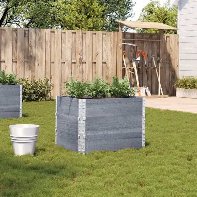 Berkfield Home Grey Solid Pine Garden Planter W: 80 cm, D: 60 cm