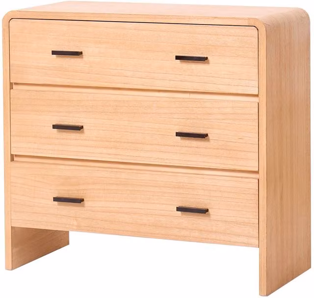 Nordlys Scandinavian 3-Drawer Bedroom Dresser in Brown with Wood and Metal Construction
