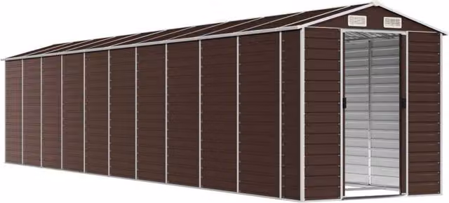 Berkfield Home Brown Galvanised Steel Gable Garden Shed W/D/H: 191 x 895 x 198 cm
