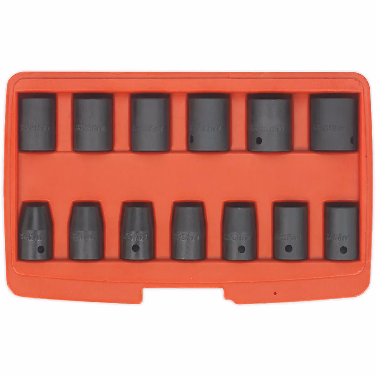 Loops 13 Piece Impact Socket Set with 1/2 inch Sq Drive, 6-Point WallDrive and Storage Case in Multicolour – 3