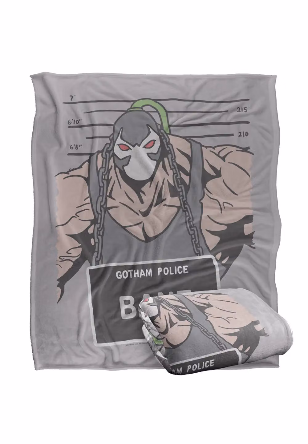 DC Comics Batman The Bane Mugshot Blanket, White, W: 152 cm, D: 127 cm – 2