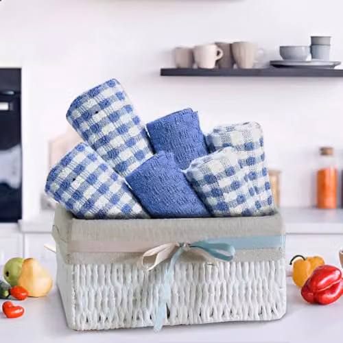 Casabella Pack of 6 Blue Cotton Terry Towelling Kitchen Tea Towels – 8
