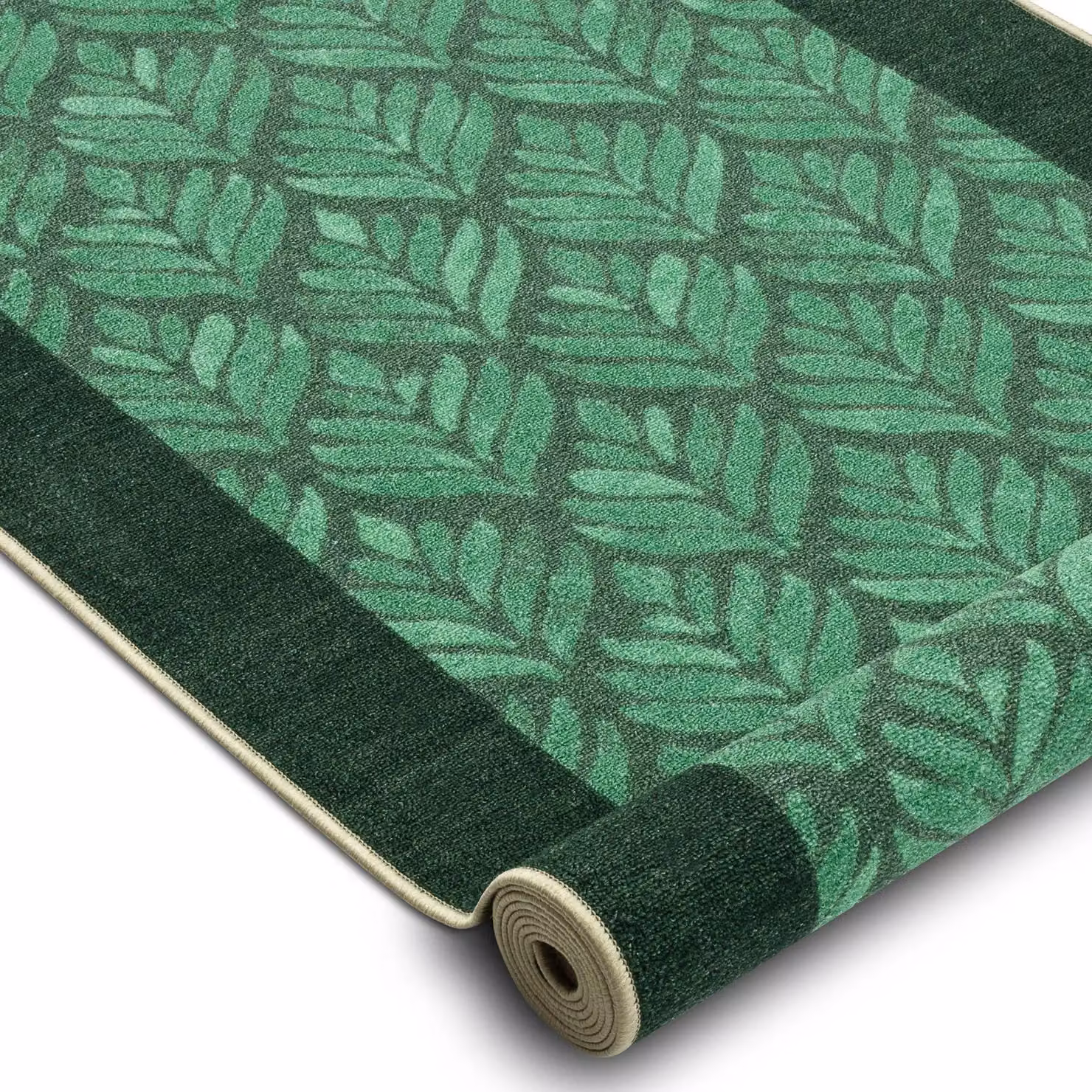 RugsX Green Leaves Anti-Slip Floral Runner, W: 67 cm, L: 240 cm – 2