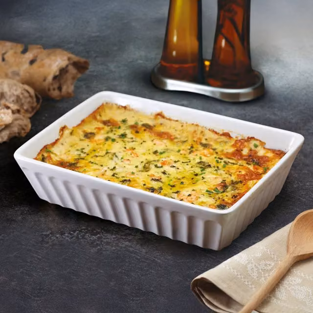 KitchenCraft World of Flavours Italian Large Rectangular Lasagne Baking Dish, White Stoneware