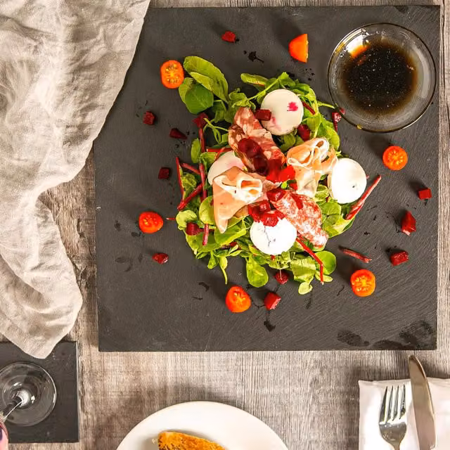 Argon Tableware Linea Square Slate Placemats, Black, Diameter: 33 cm, Set of 24
