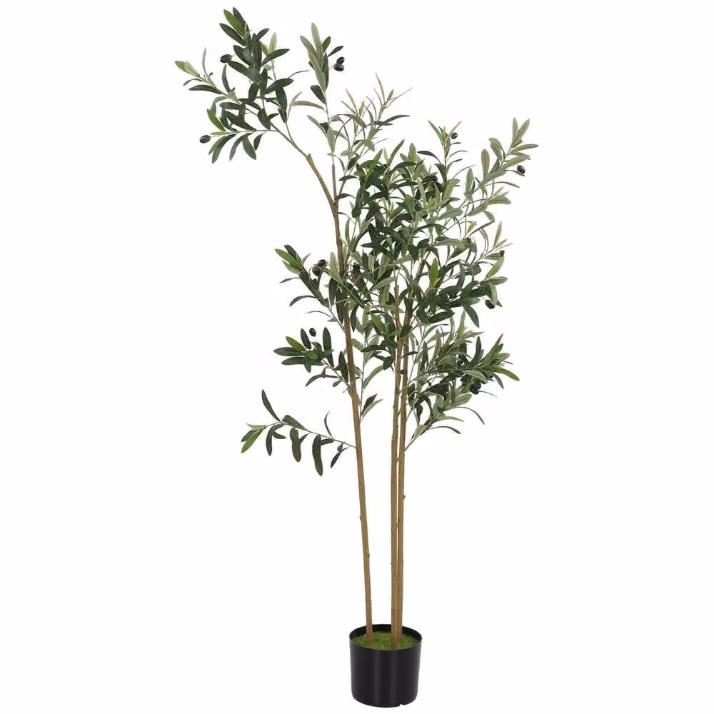 HOMCOM 148 cm Green Silk Mediterranean Olive Tree Artificial Plant – 2