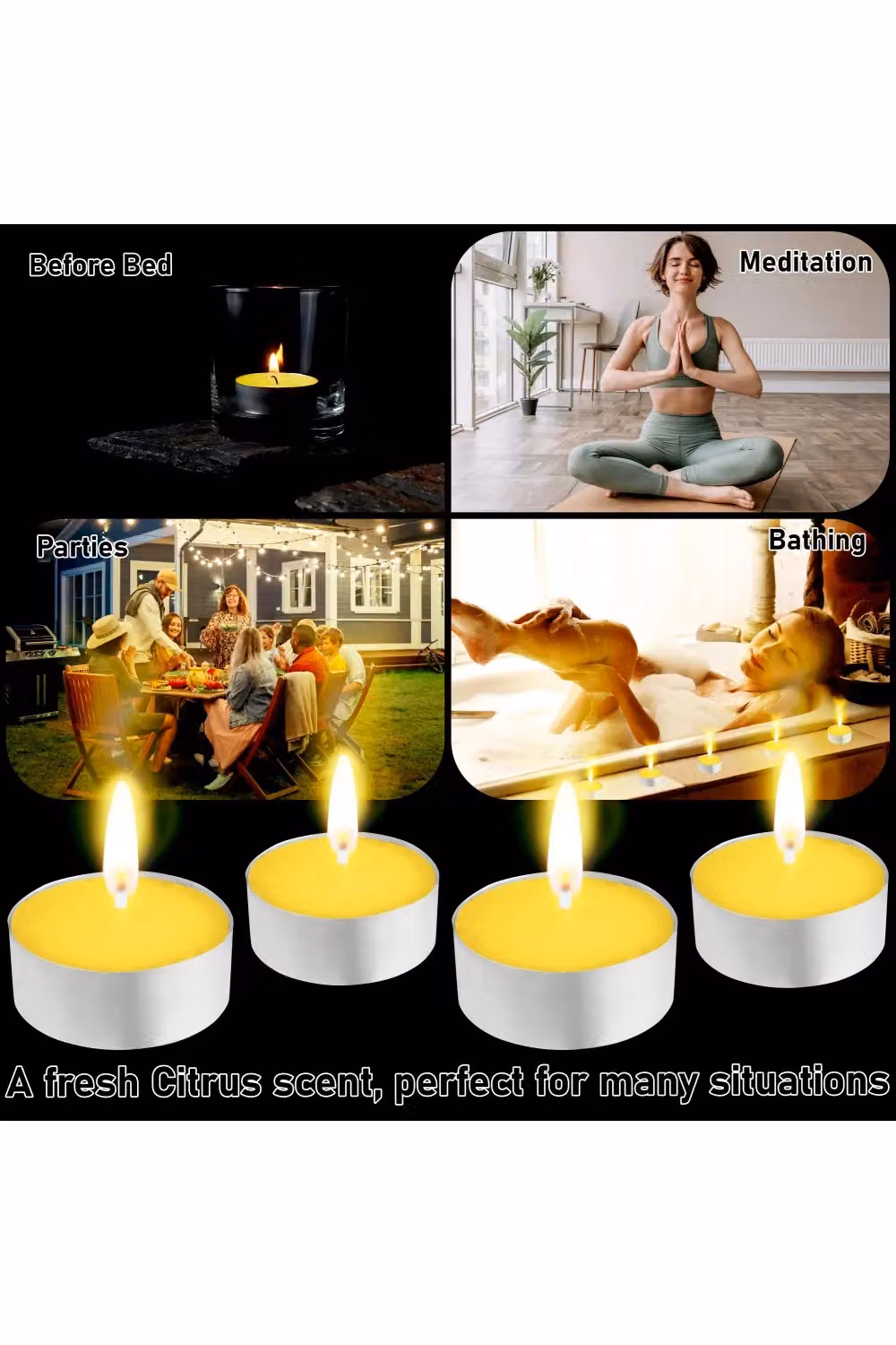 Deco Express Citronella Tealight Candles, Yellow, Pack of 50 – 7