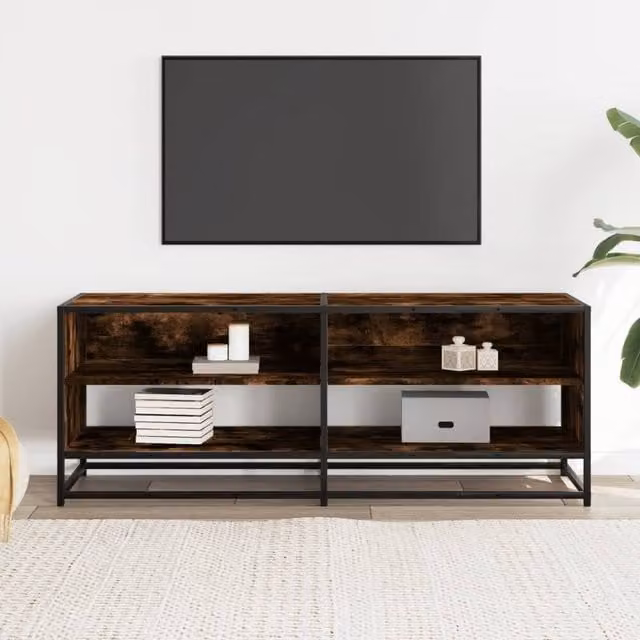 Berkfield Home TV Cabinet in Smoked Oak and Brown, W/D/H: 120.5 x 40 x 46 cm