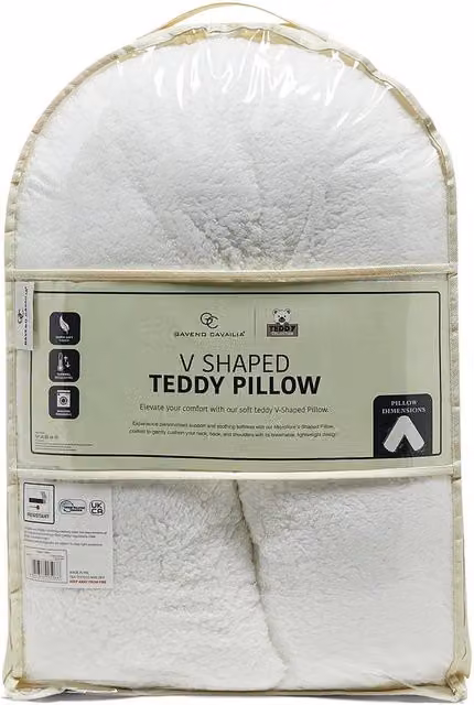 GAVENO CAVAILIA White Teddy Fleece U-Shaped Wedge Pillow with Removable Machine Washable Cover