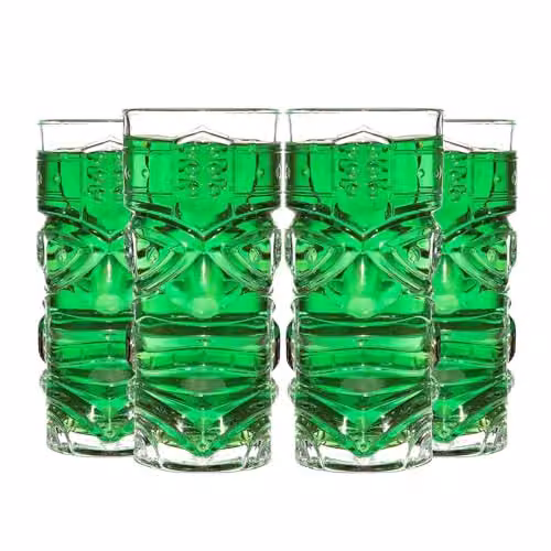 MIXOLOGY Set of 4 Transparent Glass Tiki Tumbler Glasses – 2