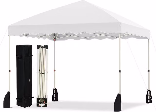 Gymax Portable Folding Pop Up Canopy Tent Patio Shelter, White