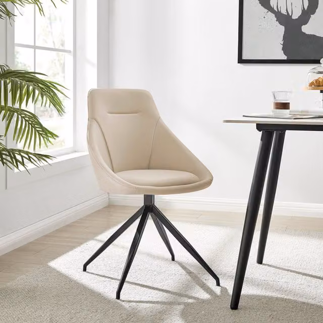 Bravich LTD Lisbon Modern Faux Leather Swivel Task Chair in Beige – 1