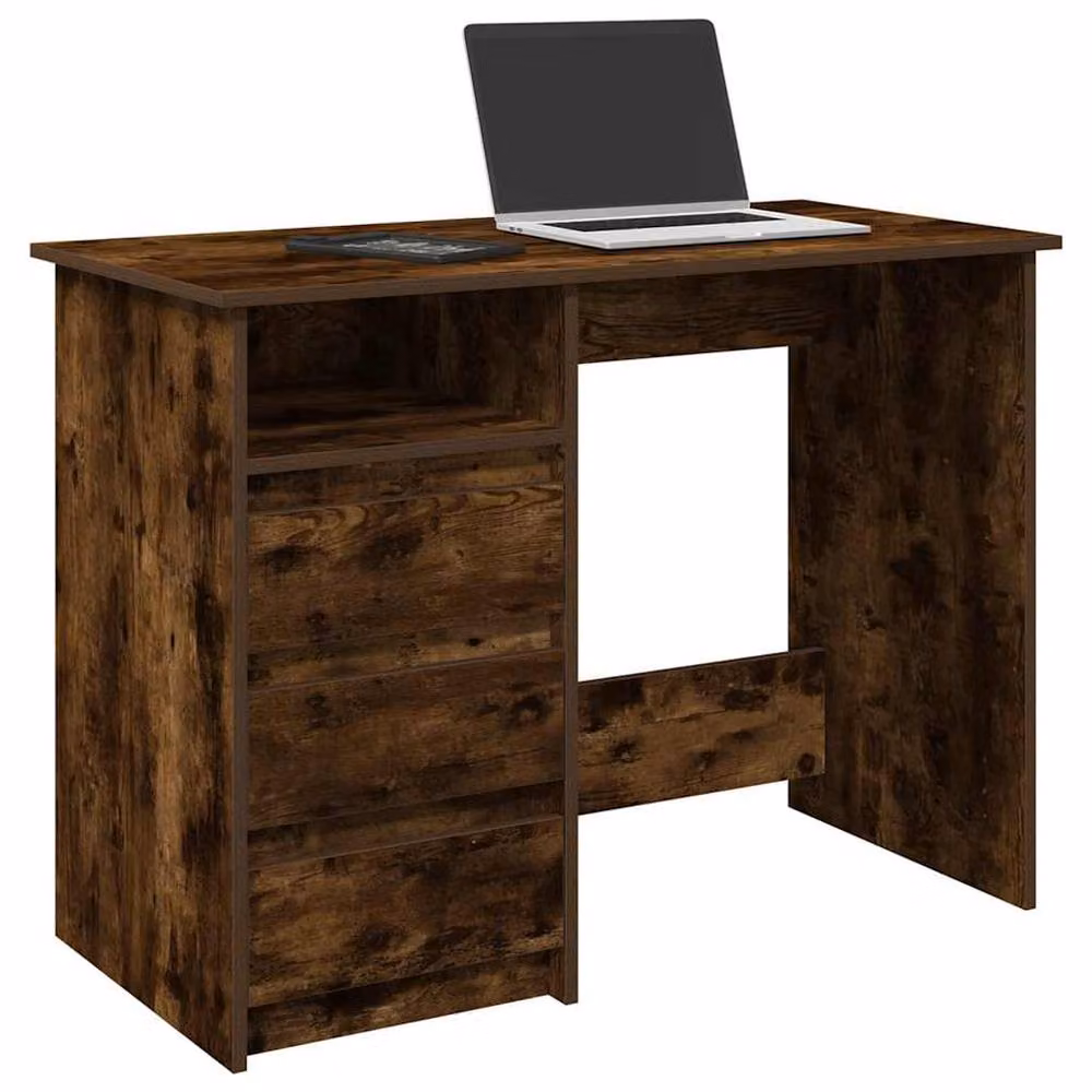 Berkfield Home Smoked Oak Writing Desk in Brown, W/D/H: 102 x 50 x 75 cm – 2