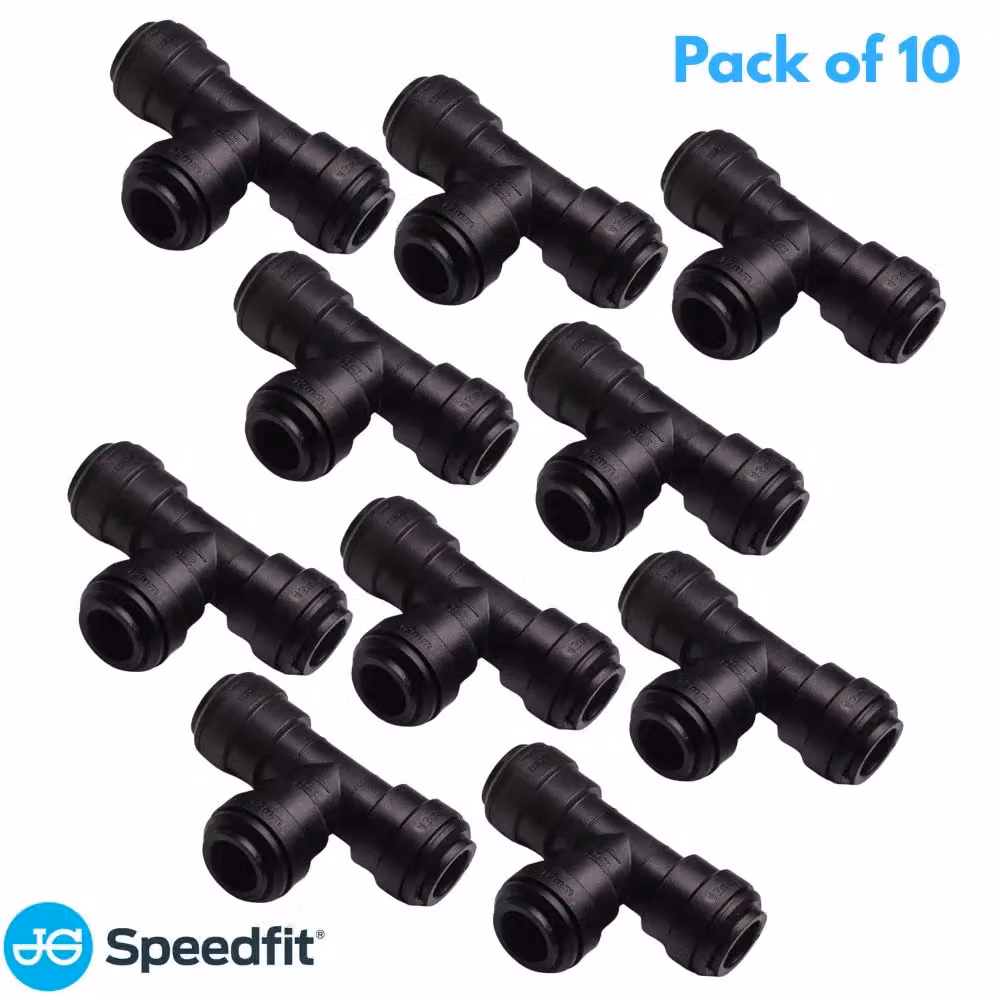 John Guest 12mm Union Tee Push Fit 10 Pack in Black – 4