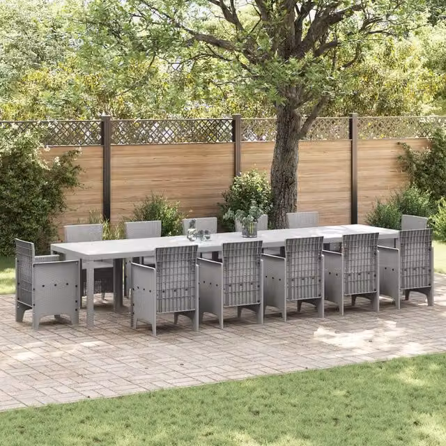 Berkfield Home Extendable Garden Table in Grey Poly Rattan, W/D/H: 400 x 100 x 73 cm