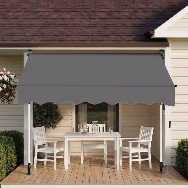 Yaheetech 2 x Outdoor Retractable Awning in Dark Grey with UPF 50+ Polyester Fabric and Steel Frame