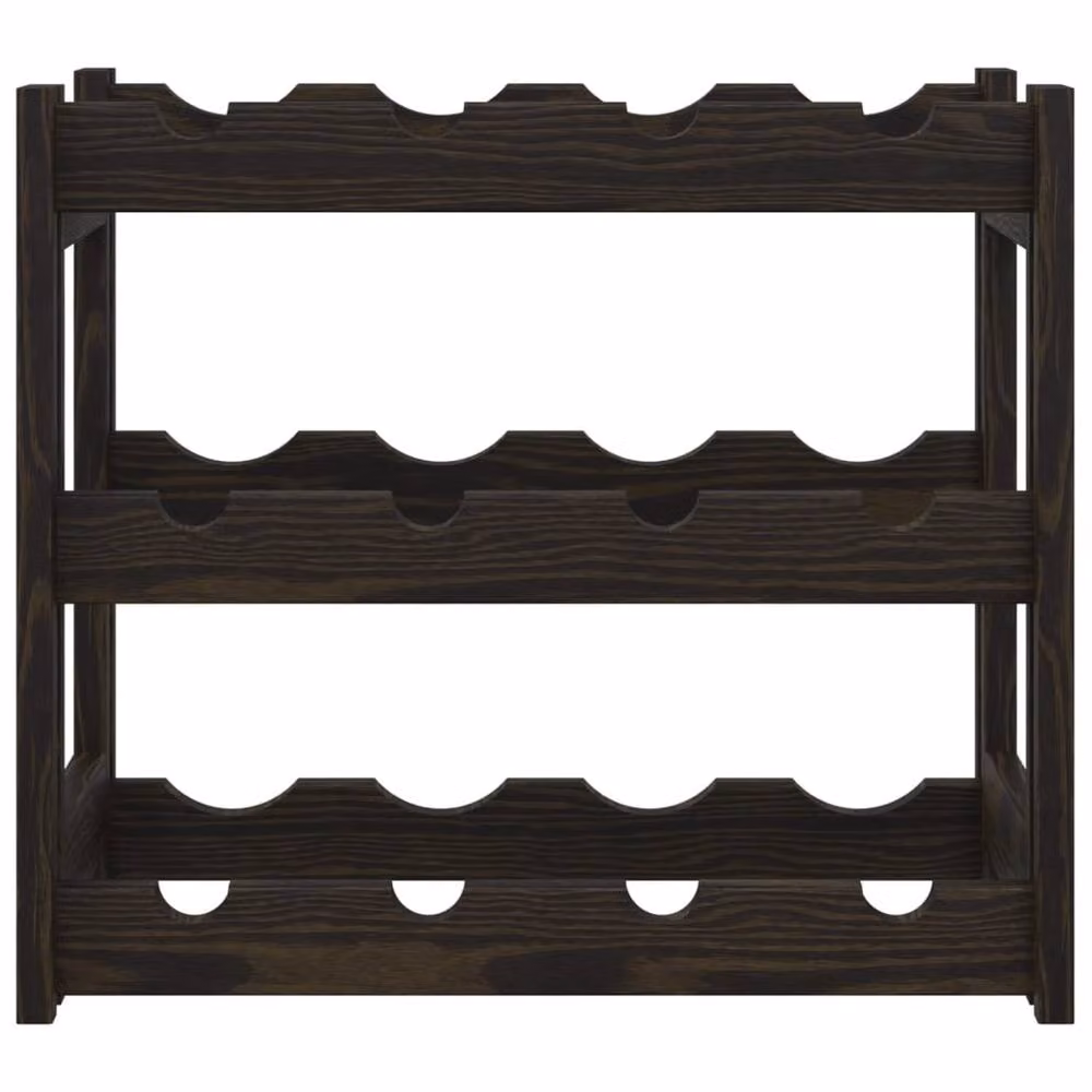 Berkfield Home Black Solid Pine Wall Mounted Wine Rack for 12 Bottles – 3