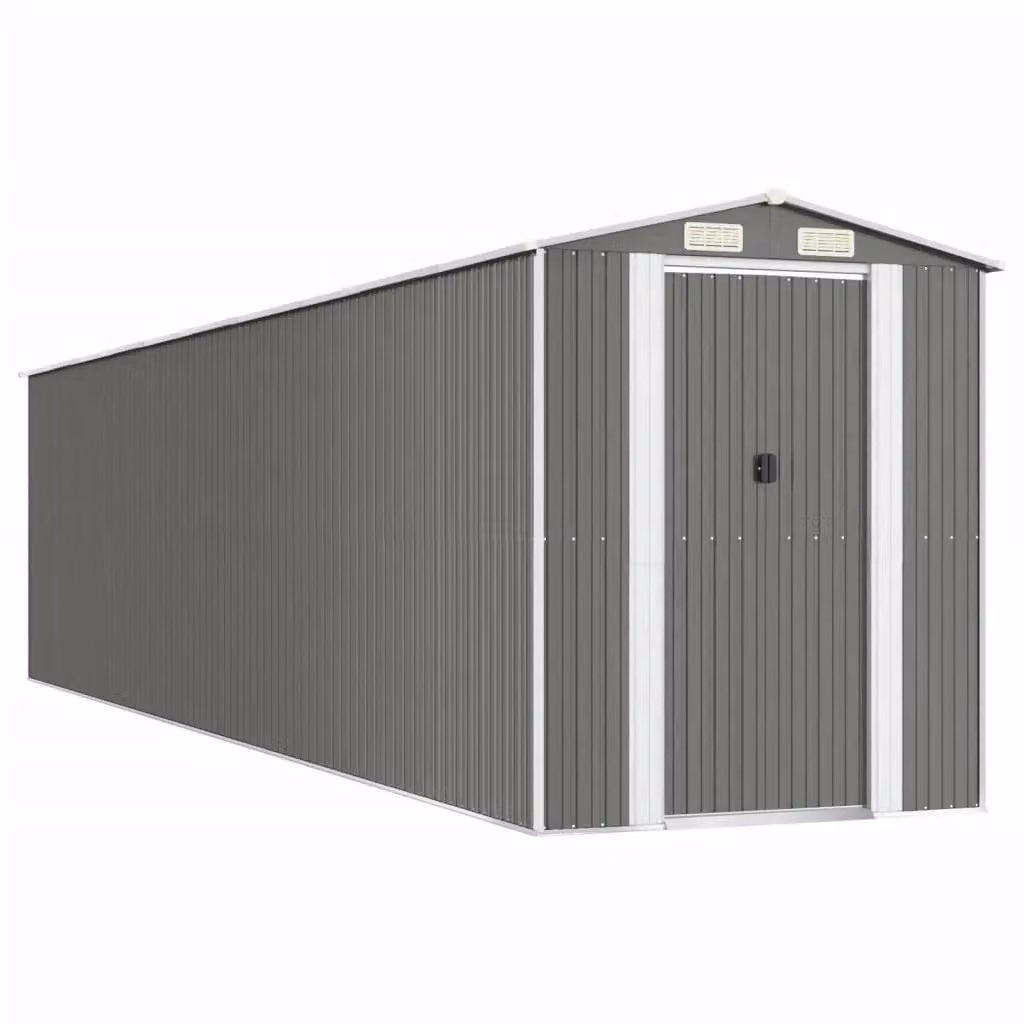 Berkfield Home Garden Shed in Light Grey Galvanised Steel, W/D/H: 192 x 855 x 223 cm – 2