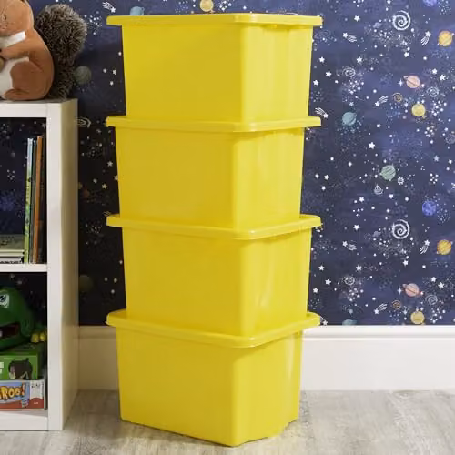 Wham Stack & Store 4 x 24L Plastic Storage Boxes, Yellow – 3
