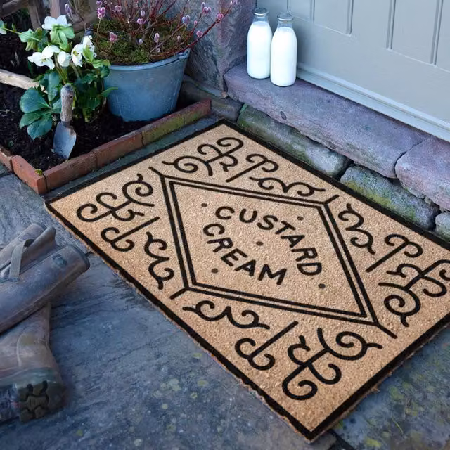 Artsy Mats Custard Cream Coir Doormat in Brown, W/D: 90 x 60 cm