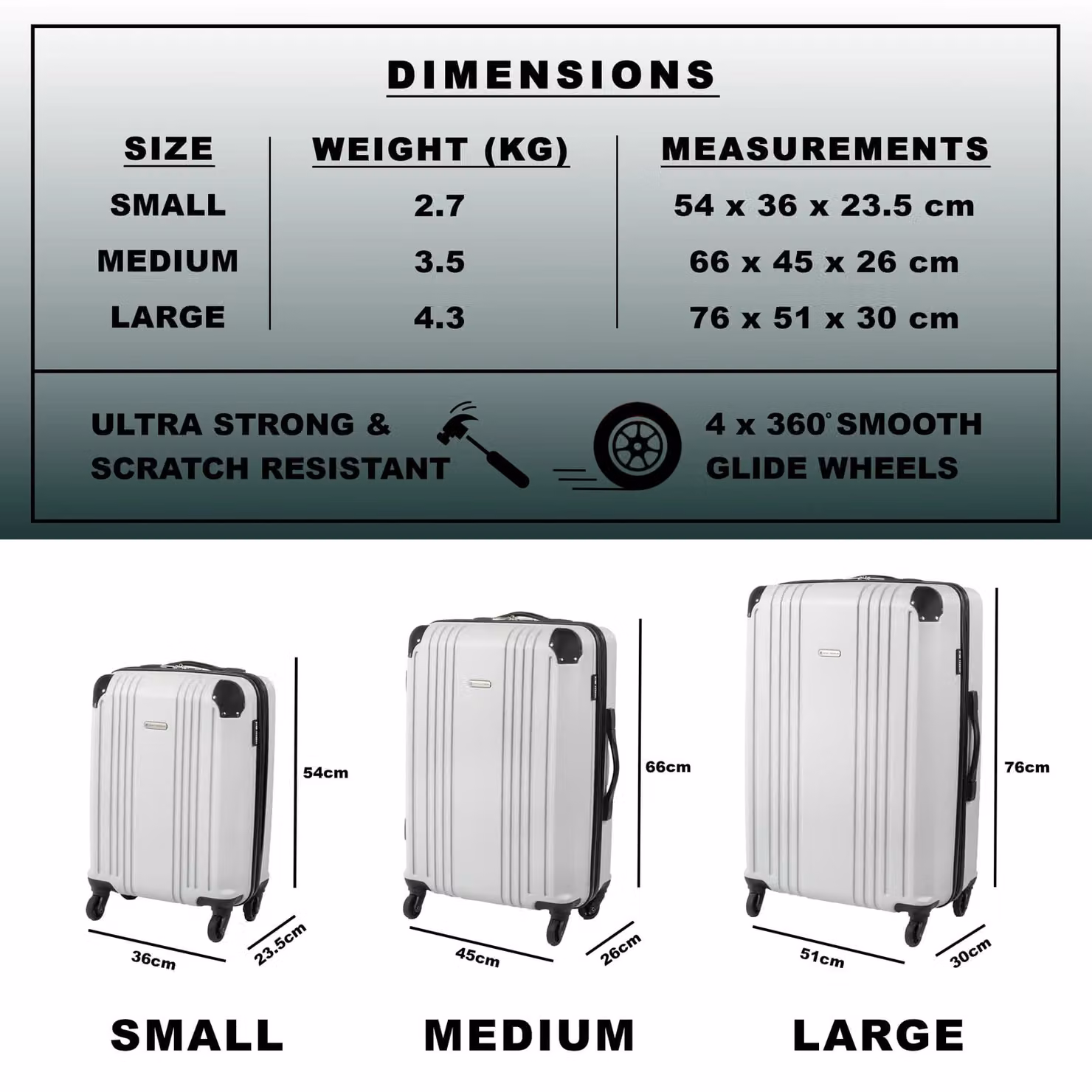 Gino Ferrari Business Travel Hard Shell Suitcase in Grey, Large – 5