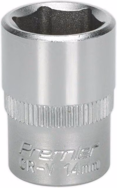 Loops 14mm Forged Steel 3/8 inch Square Drive Chrome Vanadium Socket in Silver