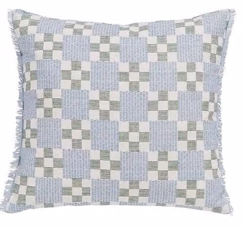 Joules Riviera Square Cotton and Linen Fibre Filled Cushion in Blue, W/D/H: 45 x 45 x 45 cm