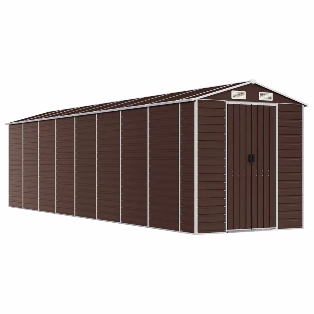 Berkfield Home Brown Galvanised Steel Garden Shed with Side Vent W/D/H: 725 x 191 x 198 cm – 2