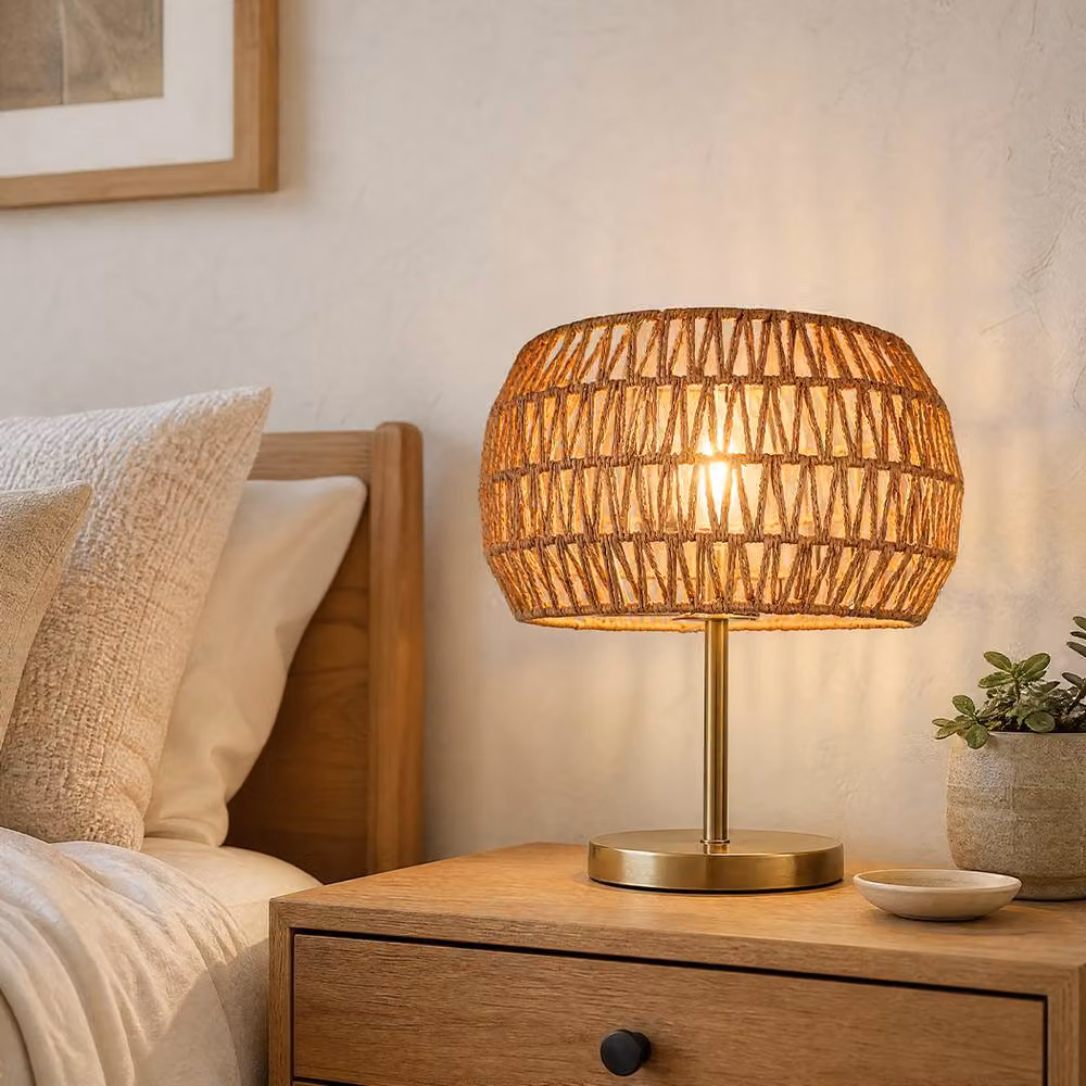 Emitto Boho Paper Rope Lamp Shade with Metal Frame in Yellow – 3