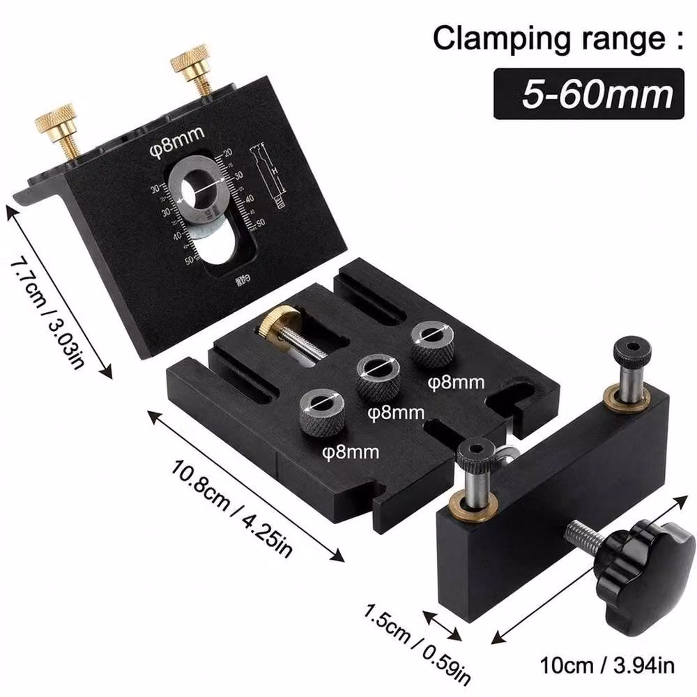 FLAVORA 3 in 1 Woodworking Dowel Jig Drill Guide and Pocket Hole Kit in Black – 5