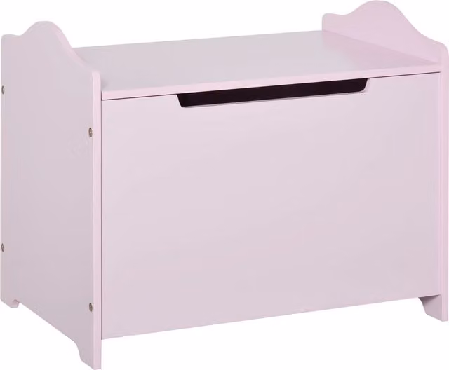 HOMCOM Children's Wooden Toy Box with Soft Close Lid, Pink, W/D/H: 60 x 40 x 48 cm