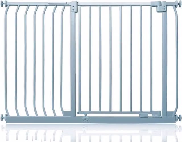 Safetots Elite Pressure Baby Gate, Extendable Swing Door, Grey, Width: 116 cm - 125 cm