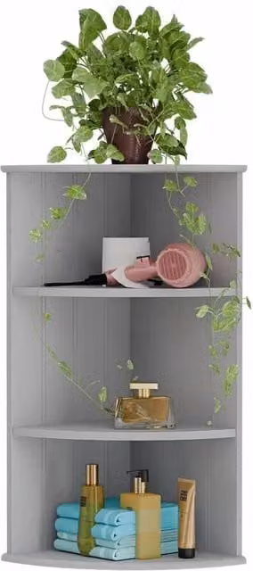 Kelvenix 3 Tier Corner Shelf Unit Organiser in Grey – 1