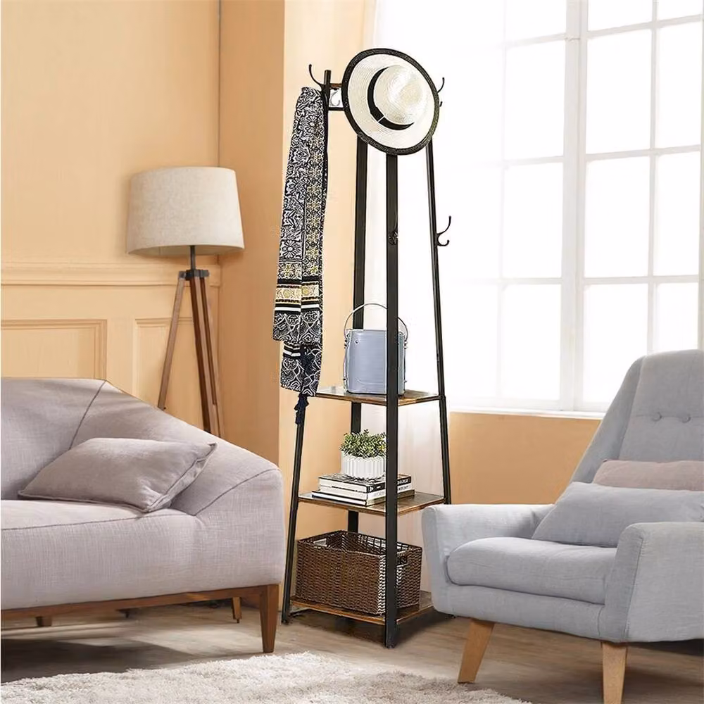 NESTLUNE 4-Tier Coat Hanger and Jacket Rack with Umbrella Stand in Matt Black, Height: 183 cm – 5