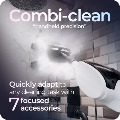 Avalla T-5 2-in-1 Steam Mop and Portable Handheld Steam Cleaner in White with 7 Accessories for Chemical-Free Cleaning of Floors, Grout, Carpets and Upholstery – 3
