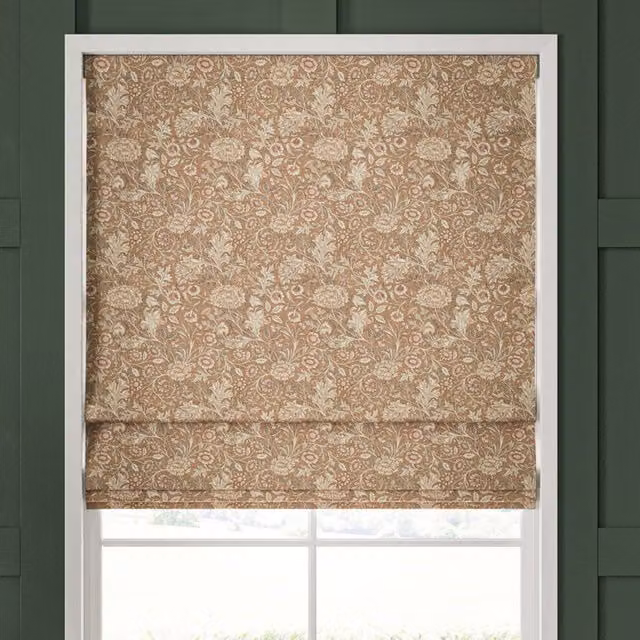 William Morris Double Bough Made To Measure Blackout Roman Blind in Terracotta Floral Design