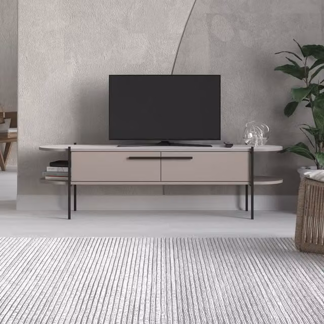 Decortie Modern Matt TV Stand Multimedia Centre in Grey and White, Width: 160 cm
